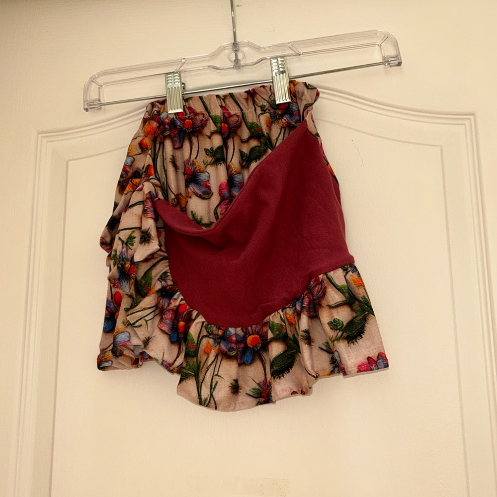 Floral Ruffle Skort with Red Accent